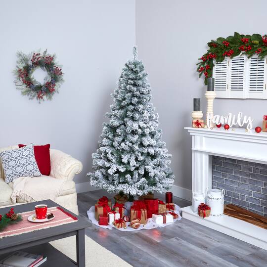 6ft. Unlit Flocked Rock Springs Spruce Artificial Christmas Tree